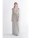 Floor-length Sleeveless Zipper Silver Chiffon Cap Sleeve Bridesmaid Dresses
