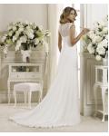 Simple Sheath/Column Bateau Straps Beading Sweep/Brush Train Chiffon Wedding Dresses 