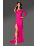  Sheath/Column One Shoulder Sleeveless Beading Split Sweep/Brush Train Long Jersey Cocktail Dresses