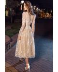  A-line Strapless Sleeveless Lace Hand Made Flowers Tea-length Short Prom Dresses