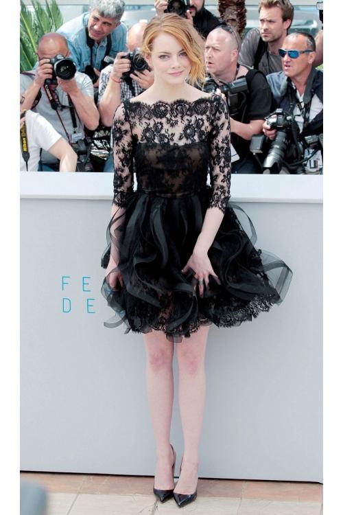 A-line Bateau 3/4 Sleeves Short/Mini Lace Tulle Prom Dresses