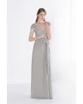 Floor-length Sleeveless Zipper Silver Chiffon Cap Sleeve Bridesmaid Dresses
