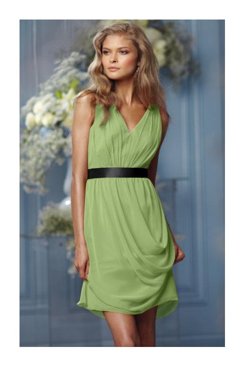 None Natural Sleeveless Knee-length Chiffon Bridesmaid Dresses