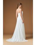 Simple Strapless Sweetheart Pleatded Beach Chiffon Wedding Dress 