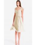 Cap Sleeves Zipper V-neck Knee-length Chiffon Bridesmaid Dresses