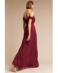 Chic Modern Spaghetti Straps Long A-line Burgundy Chiffon Bridesmaid Dress