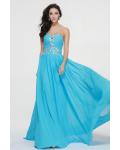 Blue Chiffon Strapless Beading Chiffon Prom Dress 