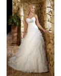 Charming A-line Sweetheart Beading&Sequins Cascading Ruffles Ruching Sweep/Brush Train Organza Wedding Dresses