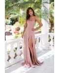  Sheath/Column Spaghetti Straps Sleeveless Split Sweep Train Long Prom Dress