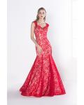 Red Trumpet/Mermaid Shoulder Straps Sweep/Brush Train Prom Dress 
