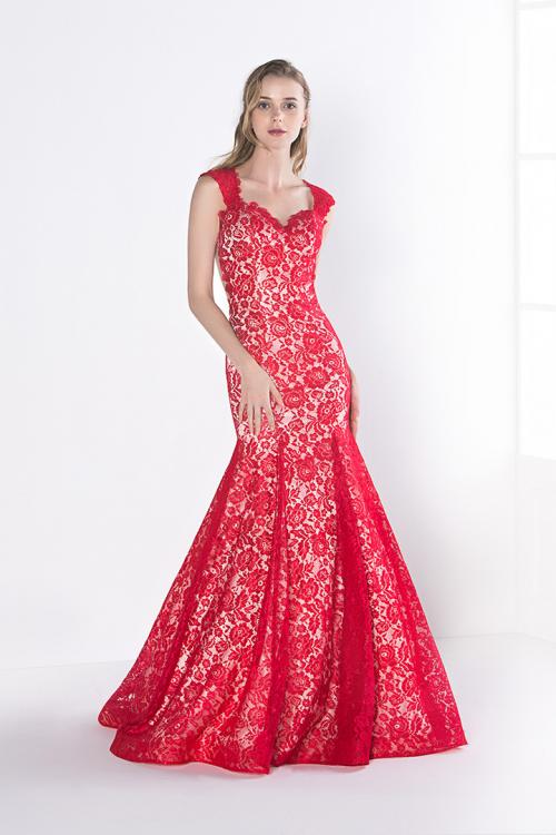 Red Trumpet/Mermaid Shoulder Straps Sweep/Brush Train Prom Dress 