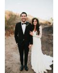 Charming Long Sleeve V Neck Lace Wedding Dress 