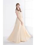  A-line V-neck Sleeveless Pleated Long Chiffon Bridesmaid Dress