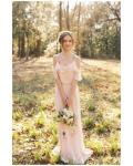 Vintage Blush Long Spaghetti Straps Chiffon Rustic Bridesamid Dress 