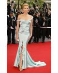 Elegant Charlize Theron Oscars 2014 Dior Mint Fit Flared Satin Prom Dress 