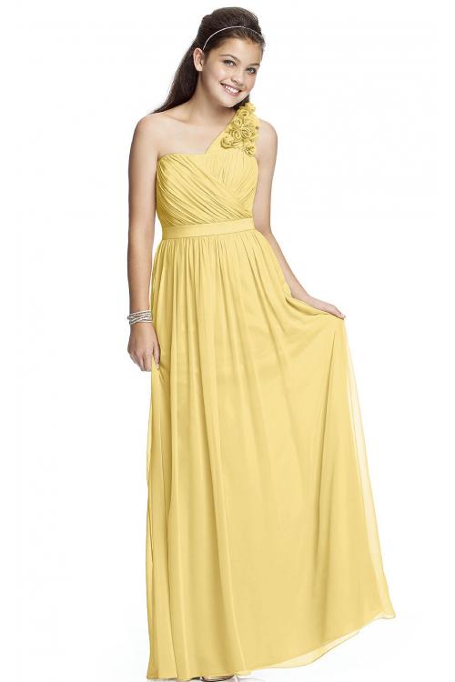 One Shoulder A-line Natural Chiffon Zipper Bridesmaid Dresses