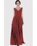 V-neck Natural Chiffon Floor-length A-line Bridesmaid Dresses