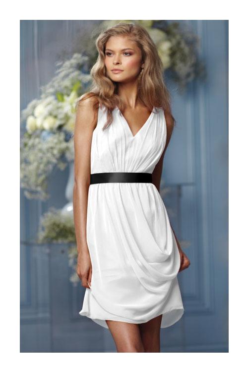 None Natural Sleeveless Knee-length Chiffon Bridesmaid Dresses