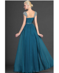 Vinatage Beaded Straps Long Pleated A-line Chiffon Prom Dress 