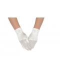 Long White Satin Pearl Communion Wedding Gloves 
