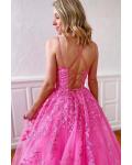  Elegant A-line Sleeveless Lace Appliques Floor-length Long Tulle Prom Dress