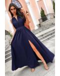 Glamorous Split Floor-length Long Chiffon Bridesmaid Dress Jewel Neckline Evening Dress