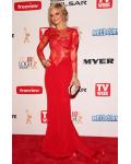 Elegant Long Sleeve Samara Lace Sheath Red Jersey Prom Dress 