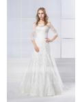  A-line Off-the-shoulder Half Sleeve Lace Sweep/Brush Train Wedding Dresses