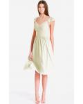 Cap Sleeves Zipper V-neck Knee-length Chiffon Bridesmaid Dresses