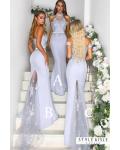 Mermaid Lace Sweep Train Long Satin Bridesmaid Dresses with 3 Styles (A/B/C)