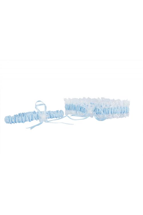 Delicate Ivory And Blue Garter For Girls With Lace Embroider 34*66CM