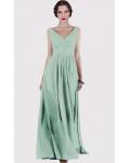 V-neck Natural Chiffon Floor-length A-line Bridesmaid Dresses