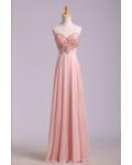 Sweetheart Sleeveless Beading Floor length Long Chiffon Prom Dress