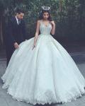 Luxury Lace Embroidery Ball Gown Ivory Wedding Dress