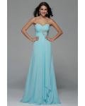 Empire Strapless A-line Long Light Sky Blue Chiffon Prom Dress with Beading 