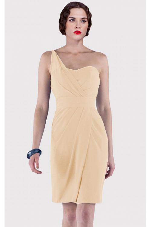 Sheath Natural Sleeveless Knee-length One Shoulder Bridesmaid Dresses