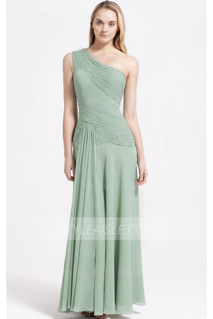 Zipper A-line Sleeveless Floor-length One Shoulder Bridesmaid Dresses