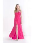 Beading One Shoulder Split Rose Chiffon Sexy Prom Dress