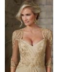 3/4 Beaded Lace Bodice Sheath Chiffon Mother of the Bride Dress 