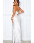  Sheath/Column Spaghetti Straps Sleeveless Floor-length Long Charmeuse Bridesmaid Dress