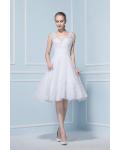 V Neck Sleeveless Short Lace Patterns Wedding Dress 