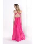 Beading One Shoulder Split Rose Chiffon Sexy Prom Dress