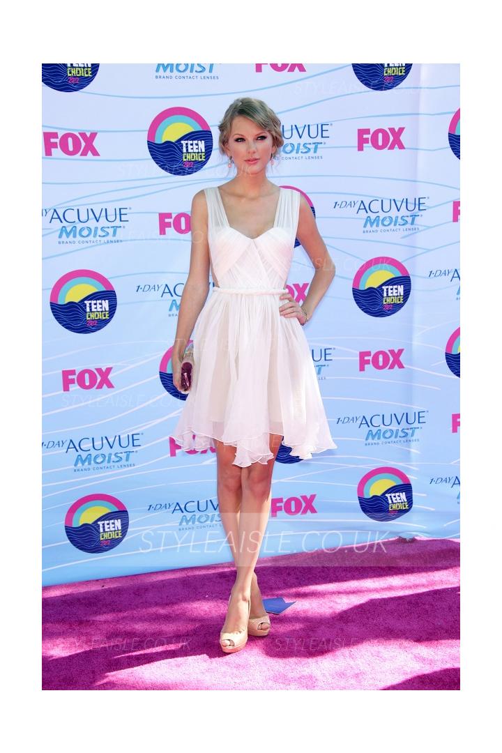 Taylor Swift Short Fashion Pleated Chiffon Pale Pink Prom Dress 