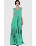 V-neck Natural Chiffon Floor-length A-line Bridesmaid Dresses