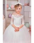  Princess Off-the-shoulder Half Sleeve Lace Floor-length Long Tulle Flower Girl Dresses