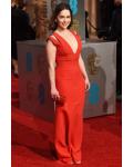 Chic Emilia Clarke Gwendoline Christie Long Sheath Red Jersey Prom Dress 