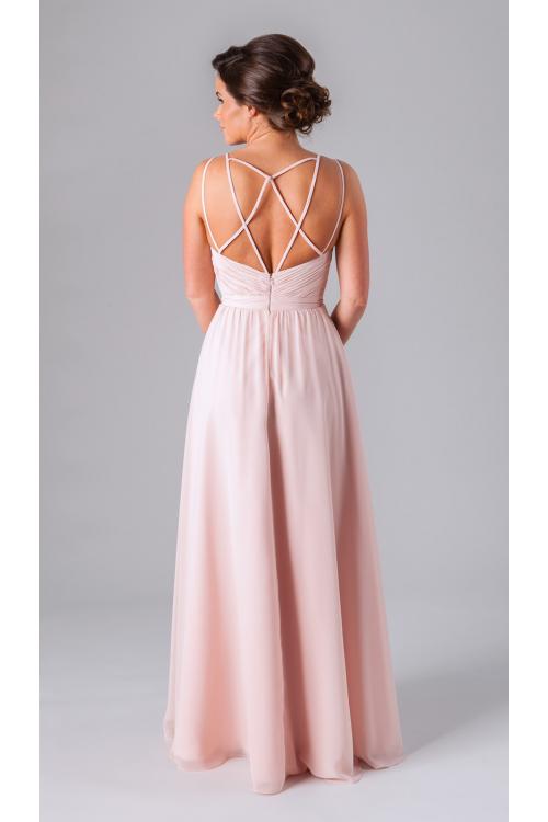  A-line Spaghetti Straps Long Beach Chiffon Bridesmaid Dress