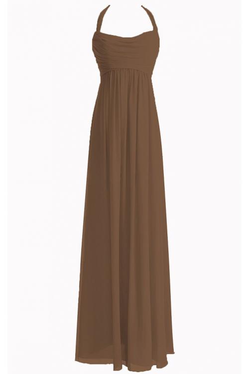 Chiffon Floor-length Natural Halter Zipper Bridesmaid Dresses