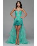 High Low Beading A-line Tulle Prom Dress 
