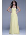 Strapless High Slit Beading A-line Daffodil Chiffon Prom Dress 